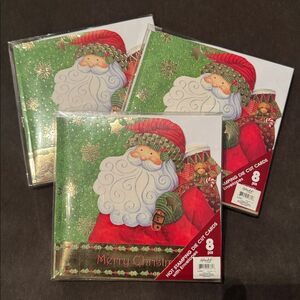 Santa Christmas Cards + Envelopes 3 Packs each has a Set of 8 (32 total) NEW